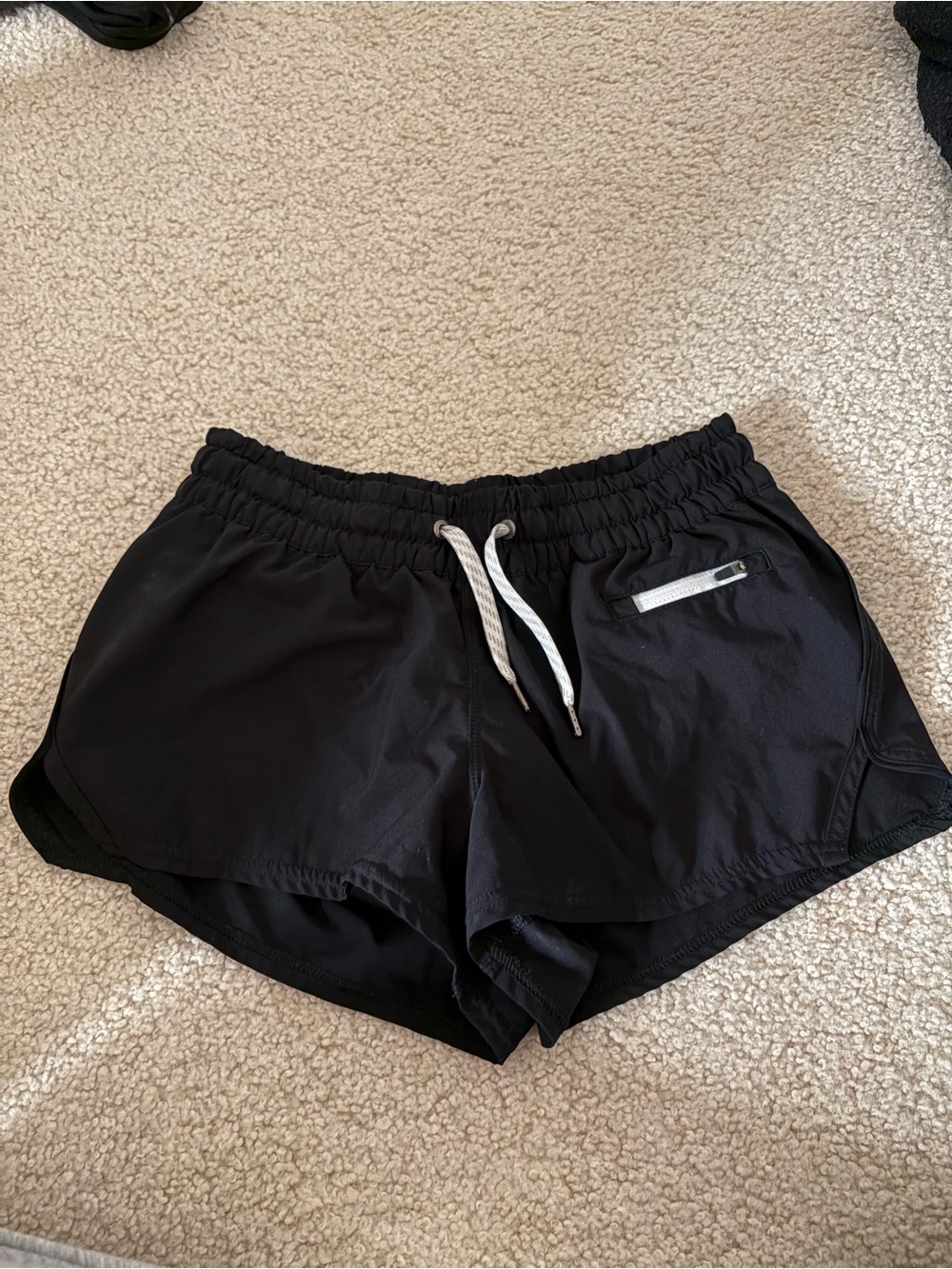Vuori Black Athletic Shorts with White Drawstring